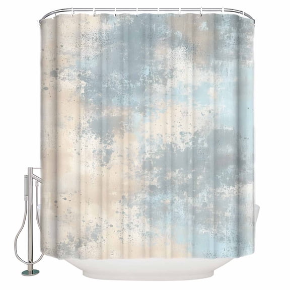 Abstract Shower Curtain, 72" x 72", Watercolor Teal Brown Gradient Waterproof Bathroom Curtain Washable Shower Curtain Set with 12 Hooks