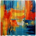 thumbnail image 1 of Abstract Shower Curtain Blue Orange Oil Painting Watercolor Grunge Brushstrokes Colorful Art Modern Home Decor Fabric Bathroom Curtain with plastic hook, 1 of 3