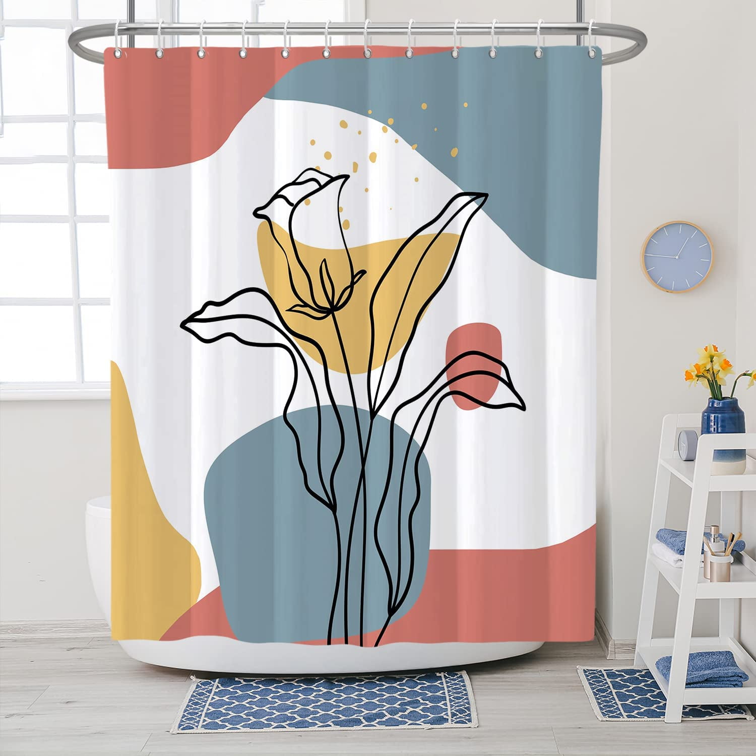 Abstract Shower Curtain, Boho Colorful Modern Shower Curtains for Bathroom, Fabric for Shower Curtain Set with Hooks, 72x72\u2026