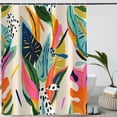 thumbnail image 1 of Abstract Shower Curtain, Colorful Bohemian Floral Jungle Plant Modern Asthetic Pastel Contemporary Art Decor Bath Curtain, 72x72 in Polyester Fabric Waterproof Bathroom Decor with 12 Hooks, 1 of 6