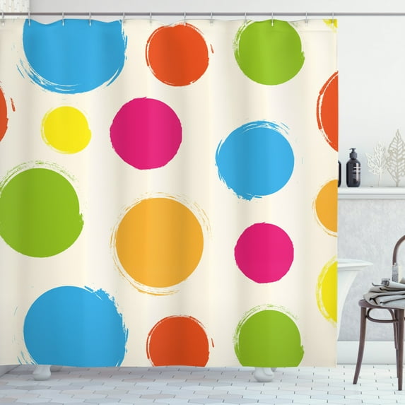 Ambesonne Abstract Shower Curtain, Colorful Round Forms, 69"Wx84"L, Multicolor