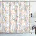 thumbnail image 1 of Abstract Shower Curtain, Colorful Modern Artwork with Vertical Stripes and Dashed Lines on White Background, Fabric Bathroom Set with Hooks, 69W X 84L Inches Extra Long, Multicolor, by Ambesonne, 1 of 3
