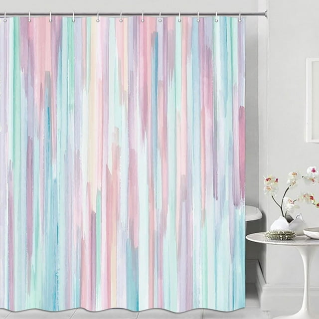 Abstract Shower Curtain, Modern Aesthetic Stripe Shower Curtain Set