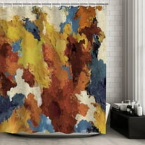 Abstract Shower Curtain, Orange Shower Curtain, Colorful Shower Curtain, Art Shower Curtain Set with 12 Hooks, Modern Bathroom Decor, 72"x72".