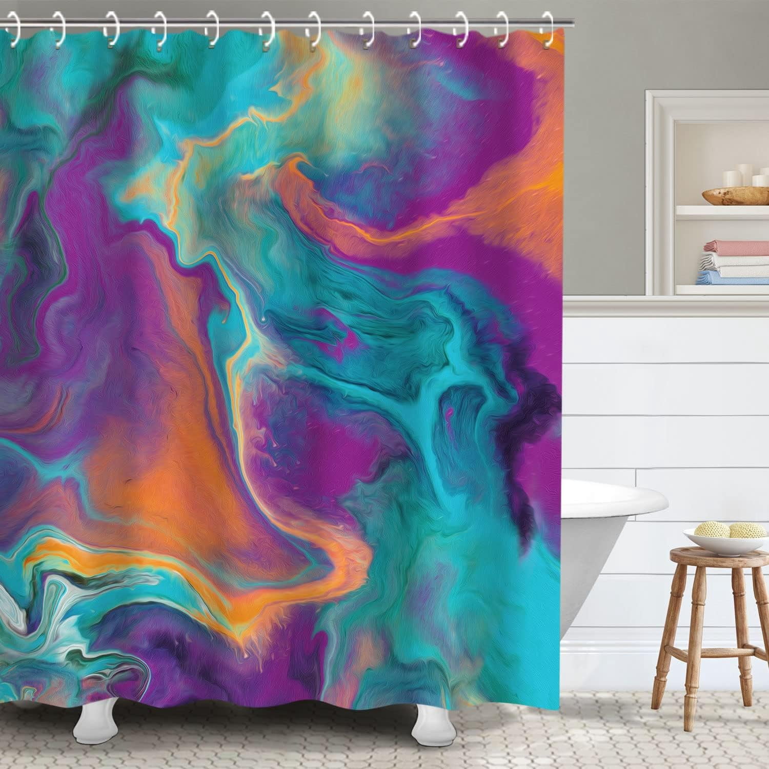 Abstract Shower Curtain, Orange Shower Curtain, Colorful Shower Curtain ...