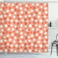 thumbnail image 1 of Abstract Shower Curtain, Polka Dot Inspired Deformed Circular Shapes Repeating Irregularly, Fabric Bathroom Set with Hooks, 69W X 84L Inches Extra Long, Coral Dark Coral White, by Ambesonne, 1 of 3