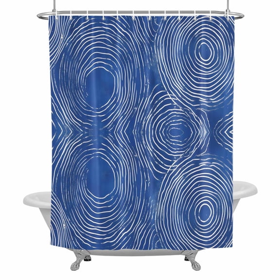 Abstract Shower Curtain Set with Hooks, Striped Round Hollow Circle Waterproof Fabric Bathroom Curtains Decor Home Accessories, Stall Long 54 X 78 Inch