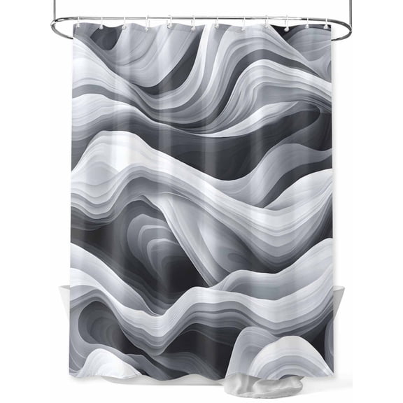 Abstract Shower Curtain Set ,Waterproof Fabric Shower Curtains Gray and White Wave Lines Liquid Texture Modern Shower Curtains for Bathroom,Bathroom Decor 72"x72"