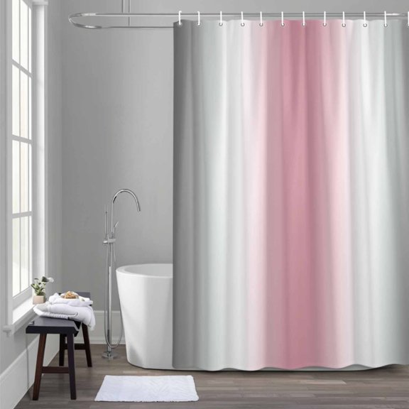 Abstract Shower Curtain for Bathroom Decor, Dark Gray Pink Gradient Ombre Waterproof Fabric Shower Curtain, 72"x72" Set with 12 Hooks