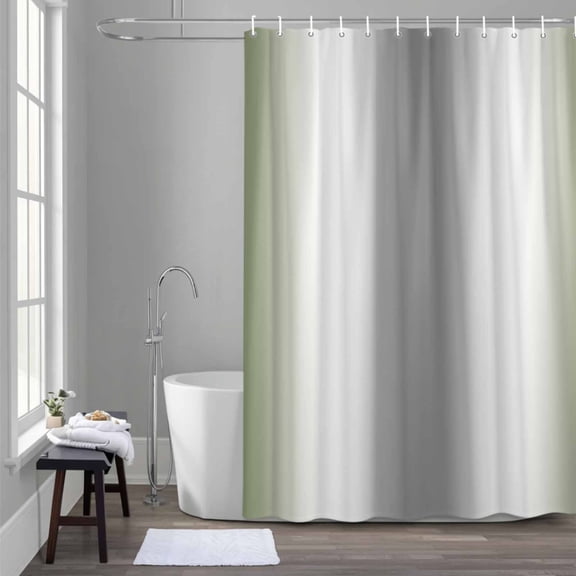 Abstract Shower Curtain for Bathroom Decor, Gray Seaweed Rate Gradient Ombre Waterproof Fabric Shower Curtain, 36"x72" Set with 12 Hooks
