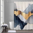 thumbnail image 1 of Abstract Shower Curtain for Bathroom Decor, Modern Gold Blue Grey Geometric Minimalist Waterproof Fabric Shower Curtain, 60"x72" Set with 12 Hooks, 1 of 9