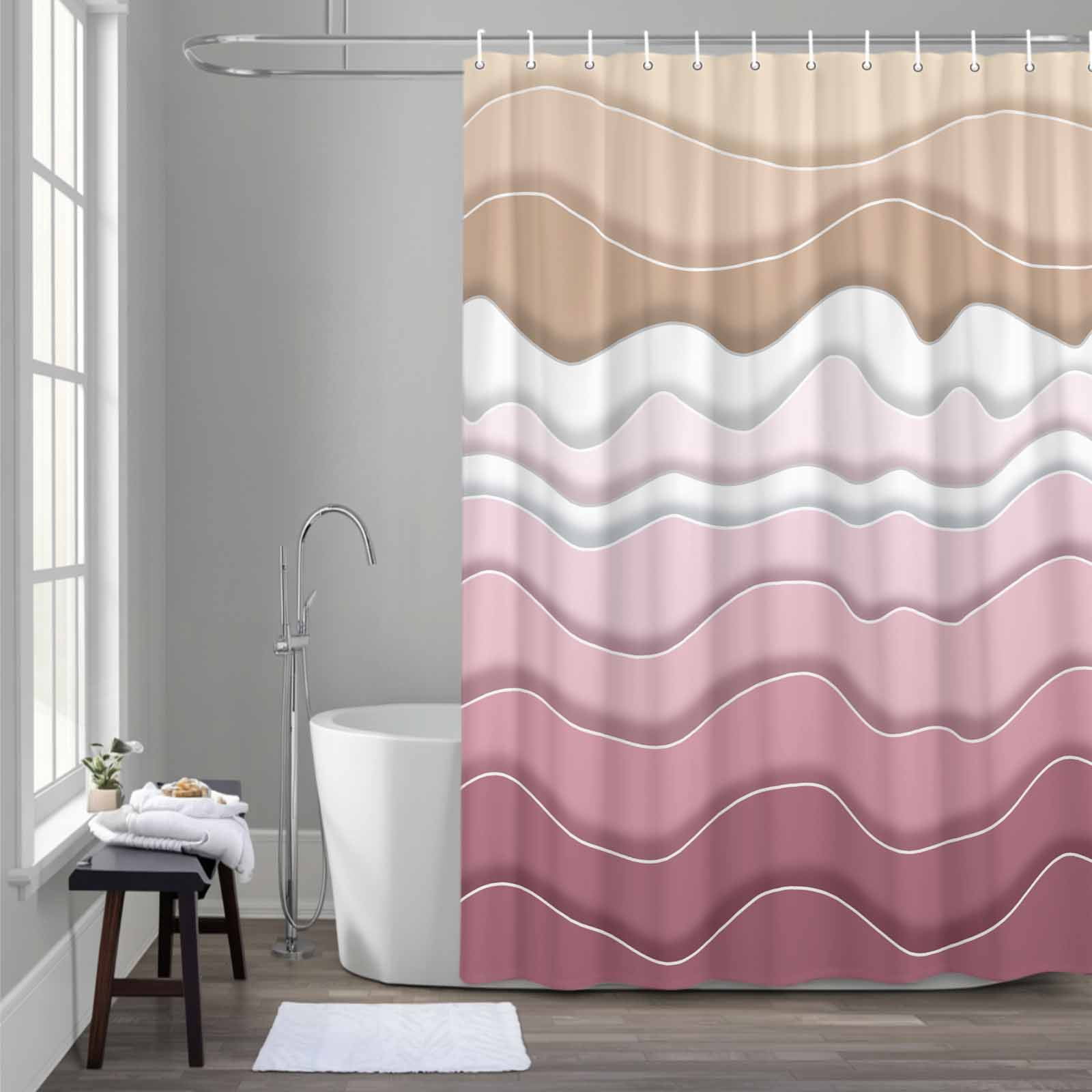Pink And Brown Shower Curtain