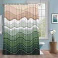 thumbnail image 1 of Abstract Shower Curtains for Bathroom, Sage Green Brown Gradient Waves Beach Lines Washable Fabric Shower Curtain with Hooks Waterproof Bathroom Decor Sets, 48 x 72 Inches, 1 of 9