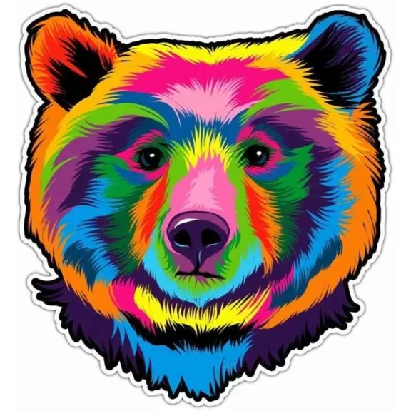 Abstract Siberian Brown Bear Grizzly Window Vinyl Decal Sticker