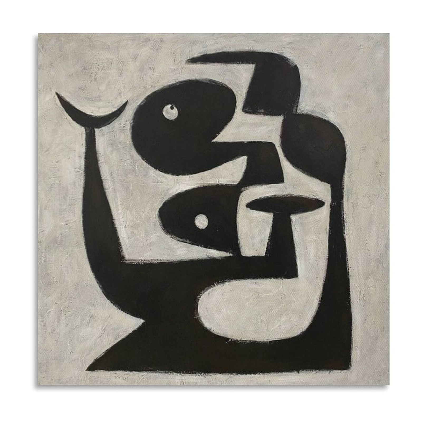 Abstract Silhouette Black And White Paintings On Canvas Contemporary