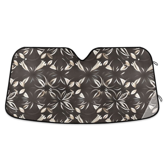Abstract Silver Flower Car Windshield Sun Shade Foldable Car Front Window Visor Heat and UV Protection 53x23.5