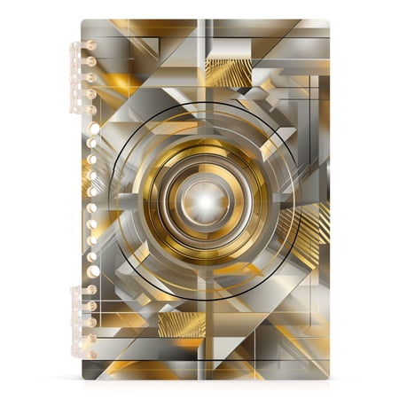 Abstract Silver Geometric Notebooks 1-subject Journal 60 Sheets A5 College Ruled Paper Detachable Ring 8.3"x5.7"