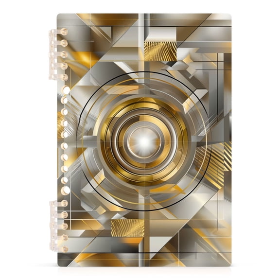 Abstract Silver Geometric Notebooks 1-subject Journal 60 Sheets A5 College Ruled Paper Detachable Ring 8.3"x5.7"