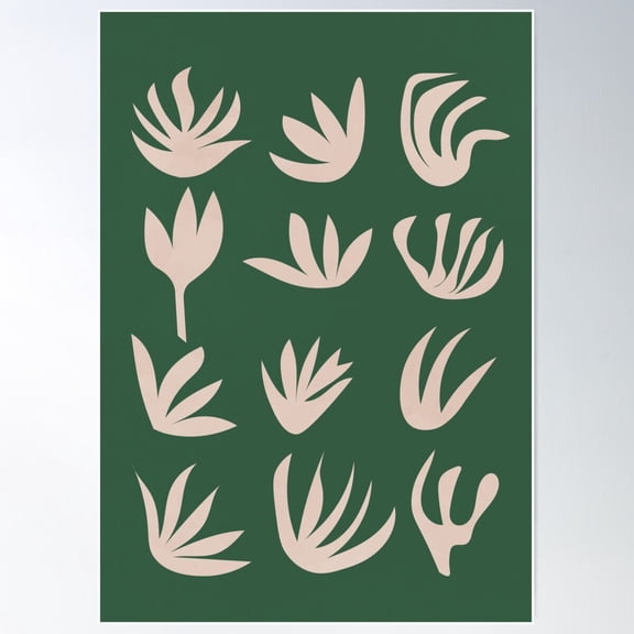 Abstract Simplicity Nordic Plants, Bushes Artwork, Green Poster Wall Art, Modern Wall Decor For Living Room Bedroom, 8x12 UNFRAMED