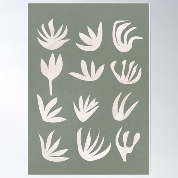 Abstract Simplicity Nordic Plants, Bushes Artwork, Sage Green Poster Wall Art, Modern Wall Decor For Living Room Bedroom, 8x12 UNFRAMED