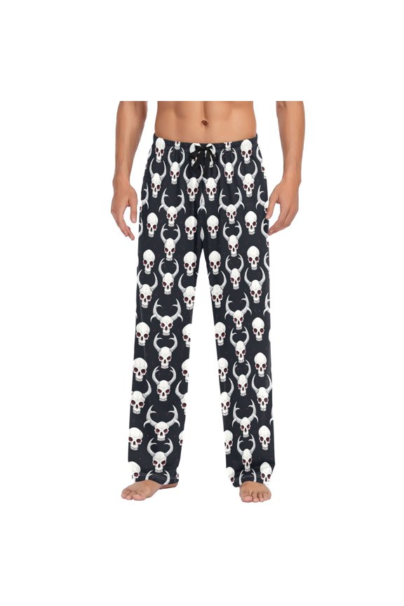 Abstract Skeleton Skull joogoo Men's Pajama Pants Cotton Long Sleepwear Lounge Pants L