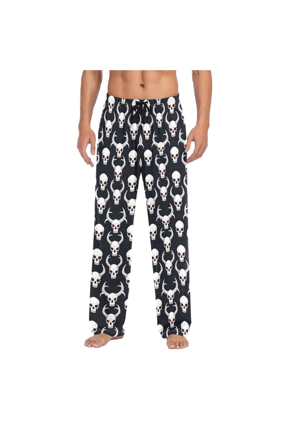 Abstract Skeleton Skull joogoo Men's Pajama Pants Cotton Long Sleepwear Lounge Pants S