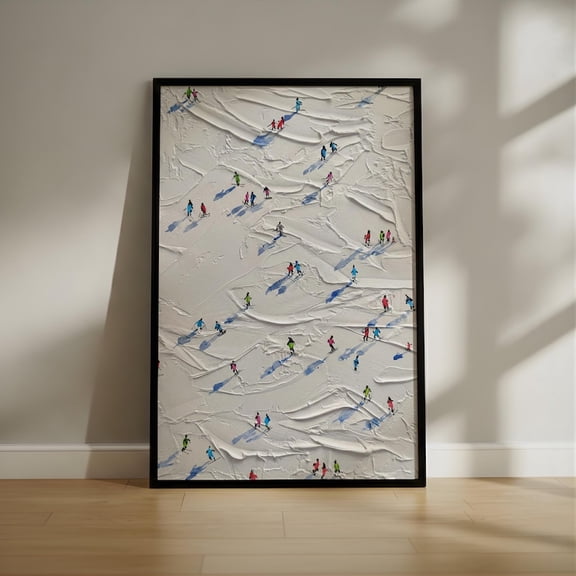 Abstract Ski Slope Poster, Colorful Modern Alpine Wall Art – 8x12 UNFRAMED