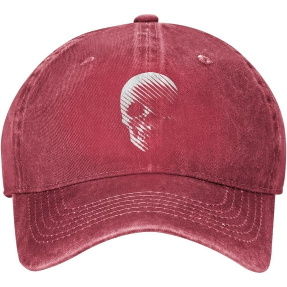 Abstract Skull Distressed Adjustable Washed Denim Low Profile Mens Dad Trucker Hat Baseball Ball Cap for Men
