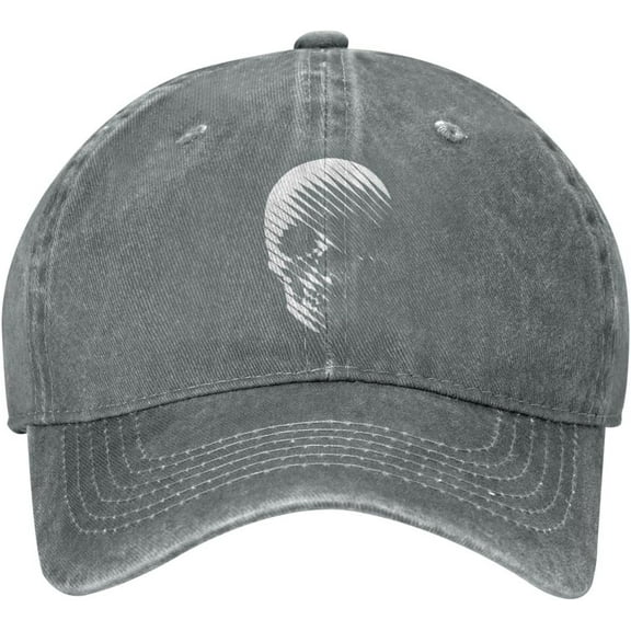Abstract Skull Distressed Adjustable Washed Denim Low Profile Mens Dad Trucker Hat Baseball Ball Cap for Men