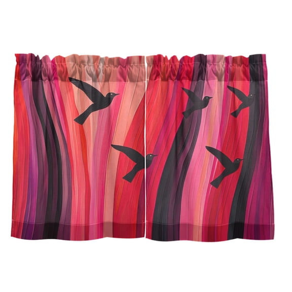 Abstract Sky Pattern 27"x24" Linen Look Cafe Curtain Set with Privacy and UV Protection
