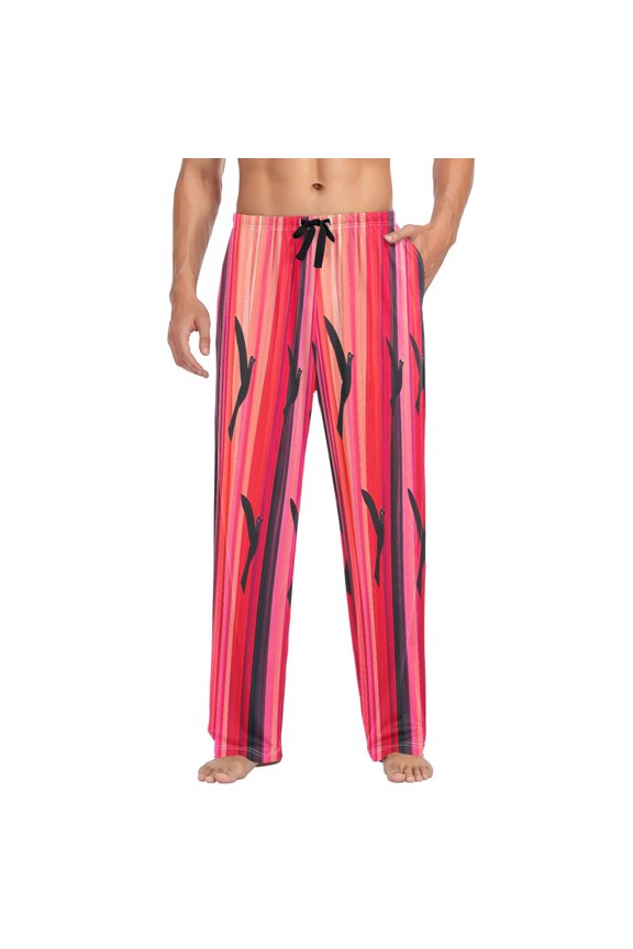 Abstract Sky Pattern Mens Cotton Pajama Pants Long Staple Lightweight Sleep Bottoms with Pockets Breathable