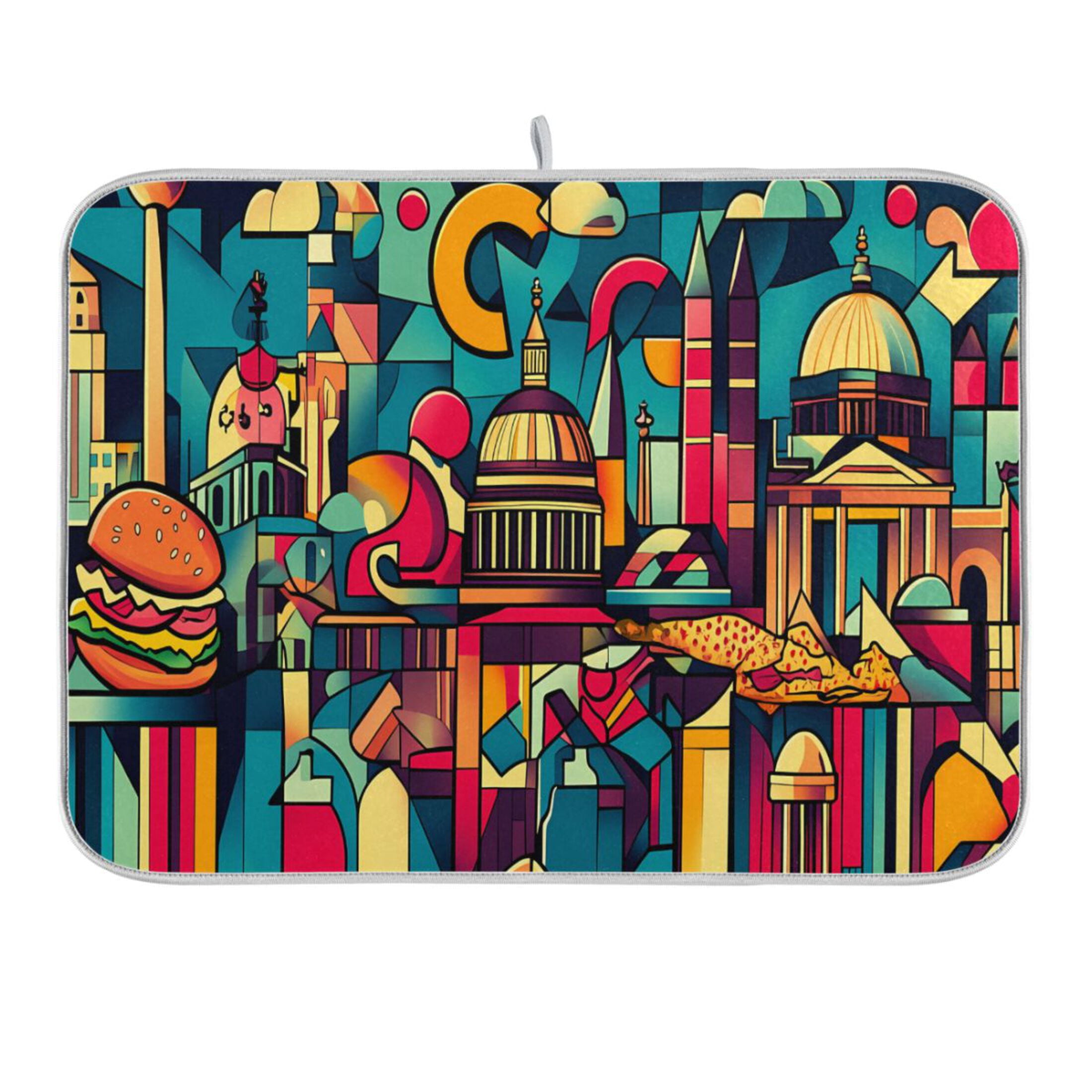 Abstract Skyline Dish Drying Mat for Kitchen Counter 16x18 In Absorbent ...