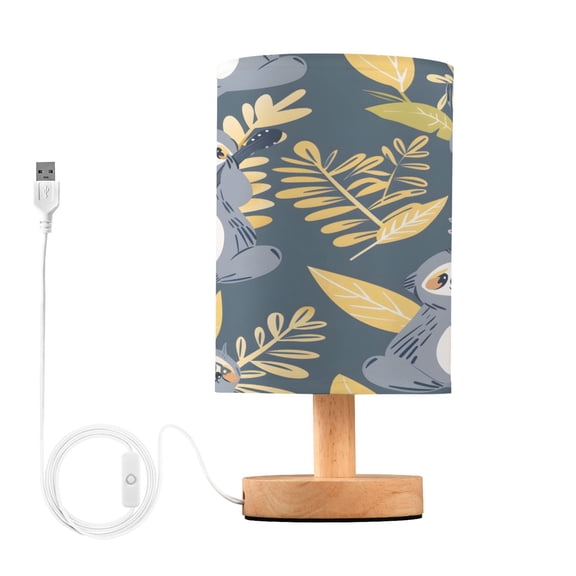 Abstract Sloth Playing Guitar Bedside Table Lamp Desk Warm Lights with USB Charging Port Cylinder LED Lamps for Bedroom Living Room Office