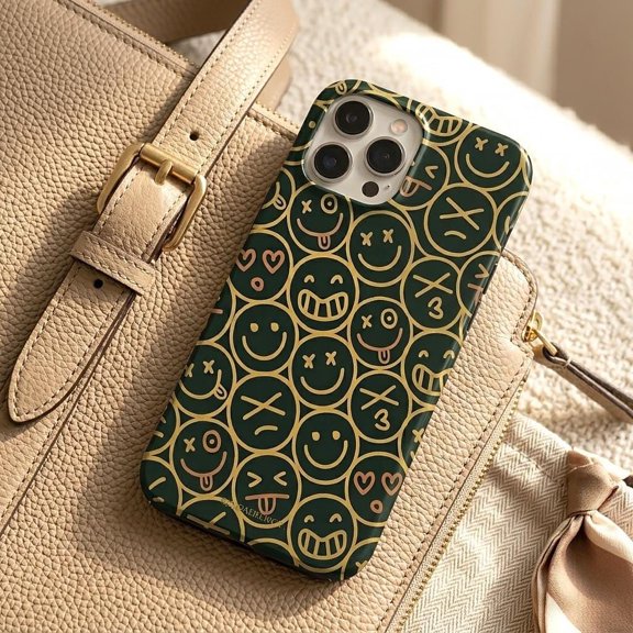 Abstract Smiley Tough Case for iPhone, Dual Layer Glossy Protective Cover
