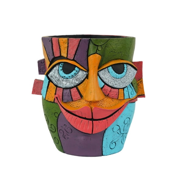 Abstract Smiling Face Flower Pots for Indoor Outdoor Plants Artistic Resin Planter Box Modern Decorative Flowerpots for Living Room and Study Unique Sculpture Head Pot