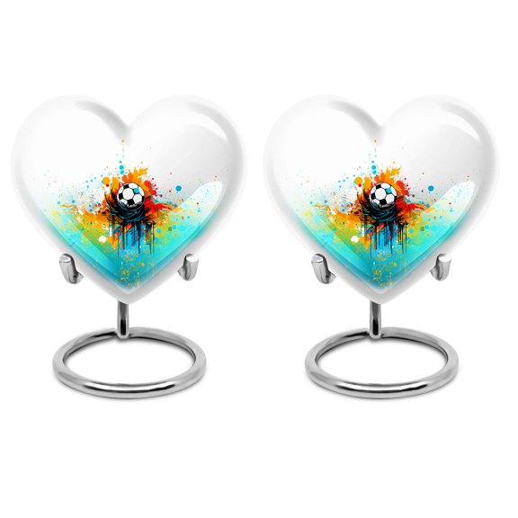Abstract Soccer Ball Art Design - Keep Sake For Ashes - Small Keepsake Urn - 3 Inch - Pack Of 4 - Urns For The Ashes - Human Ashes Urn - Mini Keepsake Urns - Funeral Cremation Urns For Ashes