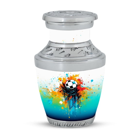 Abstract Soccer Ball Art Design Mini Keepsake Urn for Cherished Human Ashes - Elegant Small Memorial for Adults Funeral Urns For Human Ashes - Memorial Urns 3 Inch, 1 Pc