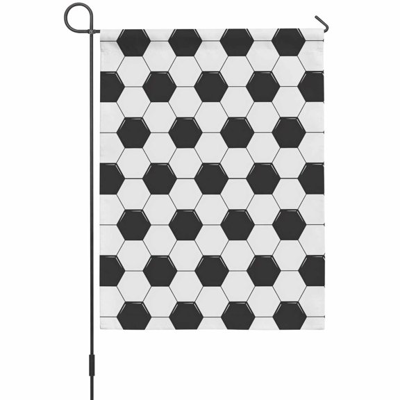 Abstract Soccer Skin Garden Flags For Outdoor, Modern Abstract Symmetrical Black White Plaid Small Double Side Yard Flags Weather Proof Garden Decor for Lawn Outside Holiday 12 x 18 Inches