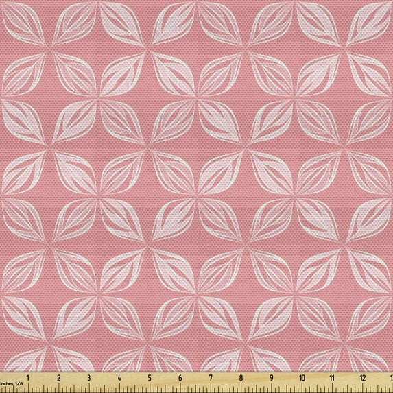 Abstract Sofa Upholstery Fabric by the Yard, Continuous Leaves in Blossom Shapes in Vivid Tones Illustration, Decorative Fabric for DIY and Home Accents, Pastel Pink Pale Pink by Ambesonne