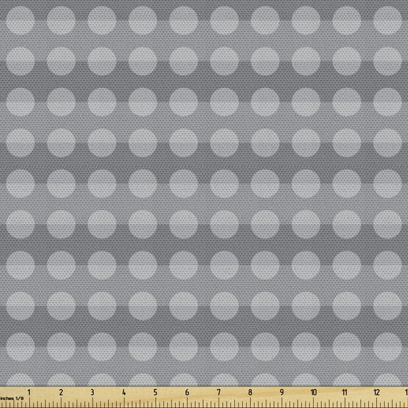 Ambesonne Abstract Fabric by the Yard Upholstery, Polka Dots Stripes Art, 2 Yards, Grey Purpleblue