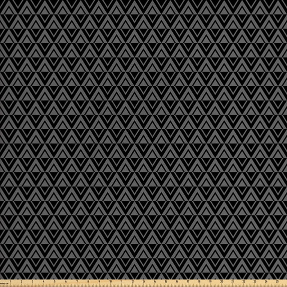 Ambesonne Abstract Fabric by the Yard Upholstery, Dark Shades Chevron Art, 5 Yards, Grey and Charcoal Grey