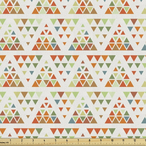 Ambesonne Abstract Fabric by the Yard Upholstery, Triangular Modern Pattern, 3 Yards, Multicolor