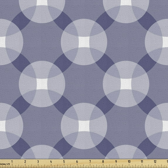 Ambesonne Abstract Fabric by the Yard Upholstery, Polka Dots Inspired Motifs, 1 Yard, Indigo Purpleblue