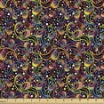 thumbnail image 1 of Abstract Sofa Upholstery Fabric by the Yard, Jumble Sixties Inspirations with Colorful Dots and Swirls on a Black Background, Decorative Fabric for DIY and Home Accents, Multicolor by Ambesonne, 1 of 5
