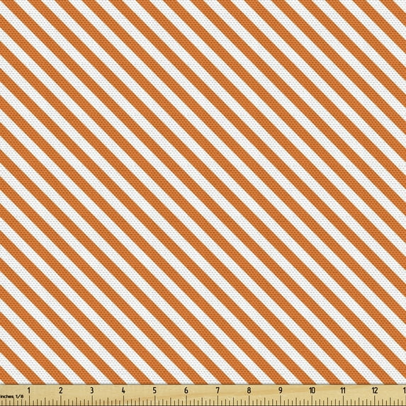Ambesonne Abstract Fabric by the Yard Upholstery, Diagonal Pattern Stripes, 2 Yards, Vermillion White