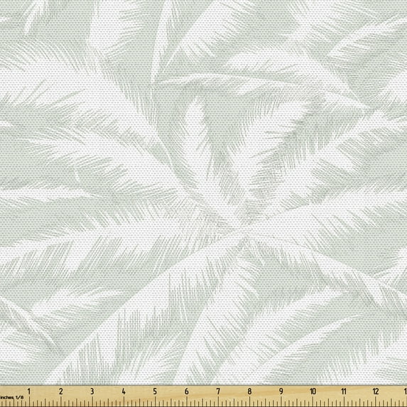 Ambesonne Abstract Fabric by the Yard Upholstery, Sketchy Palm Jungle, 1 Yard, Green and White