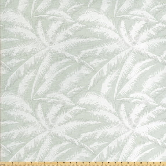 Ambesonne Abstract Fabric by the Yard Upholstery, Sketchy Palm Jungle, 3 Yards, Green and White