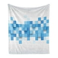 thumbnail image 1 of Abstract Soft Flannel Fleece Blanket, 3D Graphic Illustration Squares Pattern Modern Mosaic Geometric Design, Cozy Plush for Indoor and Outdoor Use, 70" x 90", Pale Blue Blue White, by Ambesonne, 1 of 5