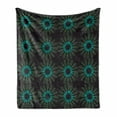 thumbnail image 1 of Abstract Soft Flannel Fleece Blanket, Blossoming Flowers in Leafy Motifs Repetitive Pattern Oriental Inspired, Cozy Plush for Indoor and Outdoor Use, 50" x 60", Seafoam Charcoal Grey, by Ambesonne, 1 of 6