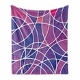 thumbnail image 1 of Abstract Soft Flannel Fleece Blanket, Contemporary Graphic Art Print with Vibrant Color Blocks and Wavy Lines, Cozy Plush for Indoor and Outdoor Use, 60" x 80", Violet Pink and Blue, by Ambesonne, 1 of 6